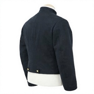 Veste matelassée en laine noire pour homme, style vintage, col montant, simple boutonnage, gaufrée, réversible, coupe-vent, manteau d'hiver - Product Image 5
