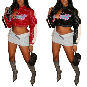 <span class=keywords><strong>Giacca</strong></span> da Baseball ricamata con lettere <span class=keywords><strong>in</strong></span> <span class=keywords><strong>pelle</strong></span> sintetica retrò <span class=keywords><strong>giacca</strong></span> da <span class=keywords><strong>donna</strong></span> a manica lunga corta autunno Y2k - Product Image 1