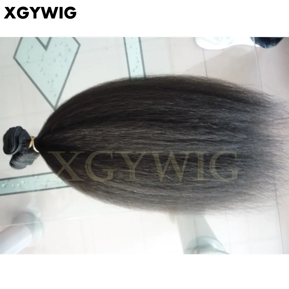 Stock 10"-30" kinky straight Indian virgin remy bundles drop shipping African American Relaxed Texture hair extensions