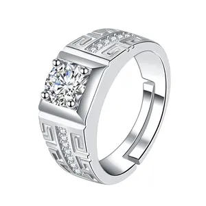 Rainbowking 925 Silver Open Wedding Ring Jewelry Tanabata Valentine's Day Gift Men's Ring
