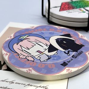 Posavasos Personalizados con Logotipo, Absorbentes, de Cerámica con Patrón de Mármol, Base de Corcho, con Soporte Metálico - Product Image 3