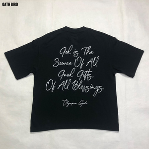 Özel lüks Mock boyun bırak omuz ağır Boxy Tshirt 100% pamuk 320Gsm kalın yüksek yaka boy T shirt erkekler için - Product Image 4