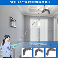 Pôle d'extension en acier inoxydable plafonnier plumeau réutilisable plumeau plumeau pour ventilateur de nettoyage