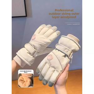 Gants de ski d'<span class=keywords><strong>hiver</strong></span> pour femmes, style coréen, doublure polaire, épais, imperméables, coupe-vent, pour le cyclisme en plein air - Product Image 1