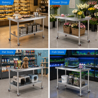 Table de travail mobile en acier inoxydable pour boulangerie, table de préparation commerciale avec étagère inférieure, pare-éclaboussures et roulettes à frein pour pâtisserie et confiserie