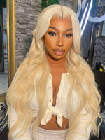 Blonde vietnamienne #613 perruque de cheveux humains soyeuse droite Pre Max 13x6 HD dentelle avant perruques de cheveux bruts avec dentelle transparente