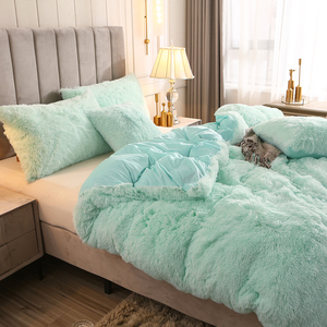 American Style Nature Organic Shaggy <strong>Fluffy</strong> <strong>Duvet</strong> Cover Set with Zipper Closure - Product Image 2