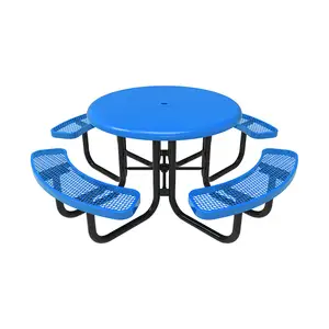 Mobili esterni ristorante in metallo solid top tavolo da picnic e sedie outdoor commercial steel assemblare tavolo da picnic con panca