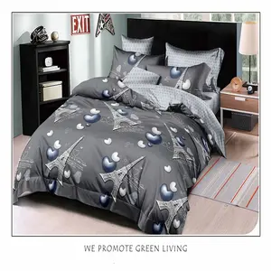 Lux Bedsheet Set Brushed Microfiber Towel printed grey color duvet set