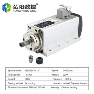 1.5KW Square Air-Cooled Spindle Motor Flash + 1.5kw VFD Inverter + 1 <strong>Set</strong> <strong>ER11</strong> <strong>Collet</strong> <strong>CNC</strong> Milling Machine Engraving Milling Kit - Product Image 3
