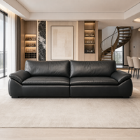 Maßgefertigtes Minimalistisches Sofa aus Vollnarbenleder mit Massivholzrahmen Luxus-Couch für Villa Apartment Wohnzimmer