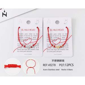 Cavigliera in Acciaio Inossidabile Zi Snake con Filo Rosso Portafortuna, Gioielli Raffinati per Cerimonie Religiose Femminili - Product Image 1