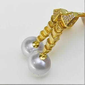 22474DIY S925 <b>Silver</b> Jewelry <b>Earrings</b> with 10-15mm Round Beads Empty Tray and Earnail Fashion Accessories with DIY <b>Pearl</b> - Product Image 1