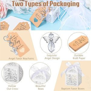 24/30 Sets de Recuerdos para Invitados de Bautizo y Funeral, Llaveros de Ángel, Bolsas de Organza, Etiquetas para Bautizo, Primera <span class=keywords><strong>Comunión</strong></span>, Artículos para Fiestas - Product Image 3