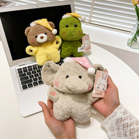Jouet en peluche en polyester mignon avec rembourrage en coton PP, pendentif pingouin 'Bonne Nuit Bébé', petit raton laveur, dinosaure, poupée compagnon de bureau