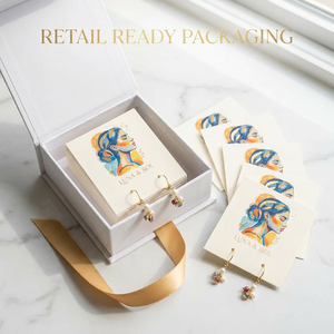 Tarjeta de exhibición de pendientes de joyería con retrato de acuarela personalizado, papel de algodón, lámina dorada, nombre de marca, OEM, ODM, venta al por mayor de fábrica, MOQ bajo - Product Image 4