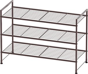 Simple Metal Shoe Rack Storage Stackable <b>Shelf</b> Bronze Functional Sturdy Durable Ample Spaces <b>Rustic</b> Shoes Collection - Product Image 2