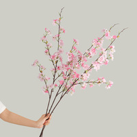 Buket Bunga Artifisial Dekoratif Terinspirasi Zen, Bunga Sakura Putih, Cabang Bunga Persik, untuk Dekorasi Lantai, Pernikahan, dan Rumah