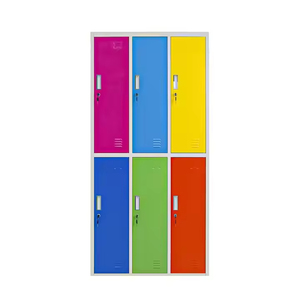 Casier en acier à 6 portes avec barre suspendue, serrure à clé à <span class=keywords><strong>induction</strong></span>, pour rangement de chaussures et vêtements, modèle 2026, assemblé en salle de sport - Product Image 4