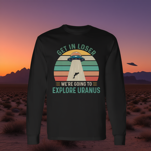 Maglietta a maniche lunghe retrò Get In Loser We're Going To Explore Uranus Alien UFO - Product Image 3