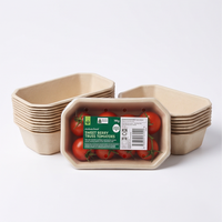 Barquette en papier de bagasse de canne à sucre moderne, écologique, compostable, jetable, avec couvercle, pour fruits, idéale pour la restauration et les supermarchés
