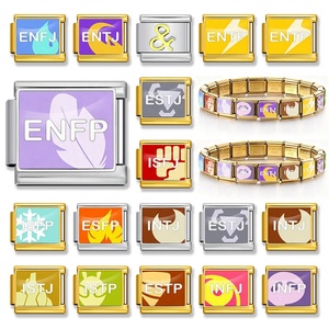 Nouveau Bracelet Personnalisé Tendance MBTI Type E et I, Maillons Italiens Ajustables 9mm en Acier Inoxydable, pour Création DIY, Bijou Cadeau Femme Homme - Product Image 3