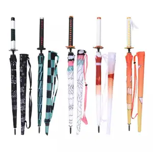 Japanese Cartoon Long Handle Paraguas Samurai Sword Sun Golf Umbrella Automatic Windproof Rain Umbrella Katana Umbrellas