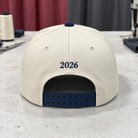 Casquette Snapback Bicolore Beige et Bleu Marine Personnalisée, Casquette de Baseball en Coton à 5 Panneaux avec Logo Brodé pour Cadeaux d'Invités de Mariage