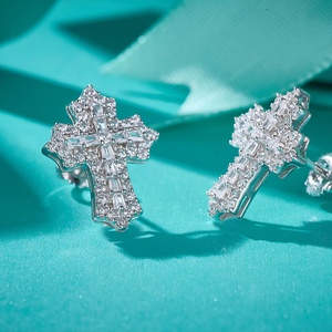 Aivenchy Luxury Lab Grown Diamond GEM <strong>Earrings</strong> Rhodium S925 Sterling Silver <strong>Fine</strong> Moissanite Women Cross <strong>Stud</strong> <strong>Earrings</strong> - Product Image 3
