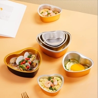 Moules à pâtisserie jetables personnalisés en forme de cœur, gobelets à gâteau en plastique PP avec couvercle, couleur dorée, qualité alimentaire, capacité de 100 ml, recyclables pour les desserts