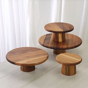 Eco-Friendly Acacia Wooden Non-Toxic <b>Cake</b> Stand Handmade Pedestal Cupcake <b>Server</b> Dessert Display Serving Plate Tray - Product Image 1