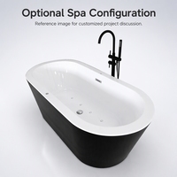 Populaire Ovale de Luxe Design Acrylique Solide Surface Baignoire Autoportante baignoire en plastique pour projet D'hôtel