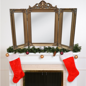 Tocador de Resina Blanca con <span class=keywords><strong>Espejo</strong></span> <span class=keywords><strong>Triple</strong></span> Plegable, Estilo Shabby Chic Francés, Juego de Muebles para Dormitorio, Espejos - Product Image 1