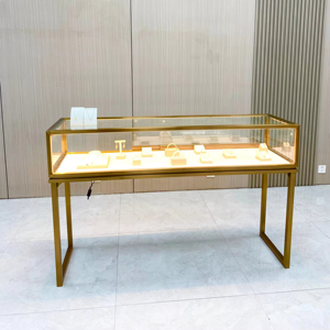 Customized LED Lighting <strong>Glass</strong> White Gold Jewelry <strong>Showcase</strong> For Shopping Mall Store <strong>Display</strong> Rack Kiosk - Product Image 5