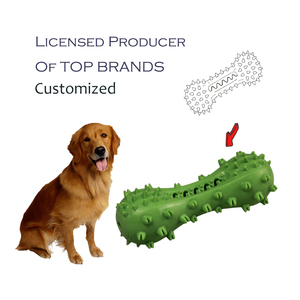 Juguetes OEM para golosinas para mascotas, producto más vendido en dispensador de comedero lento para mascotas, hueso retráctil con fugas, diseño personalizado, duradero, TPR - Product Image 1