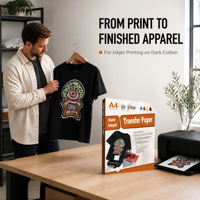 Papier transfert thermique A4 foncé pour t-shirts, personnalisable avec logo OEM, pour imprimante jet d'encre, autocollant thermocollant pour tissu, artisanat DIY, vente en gros