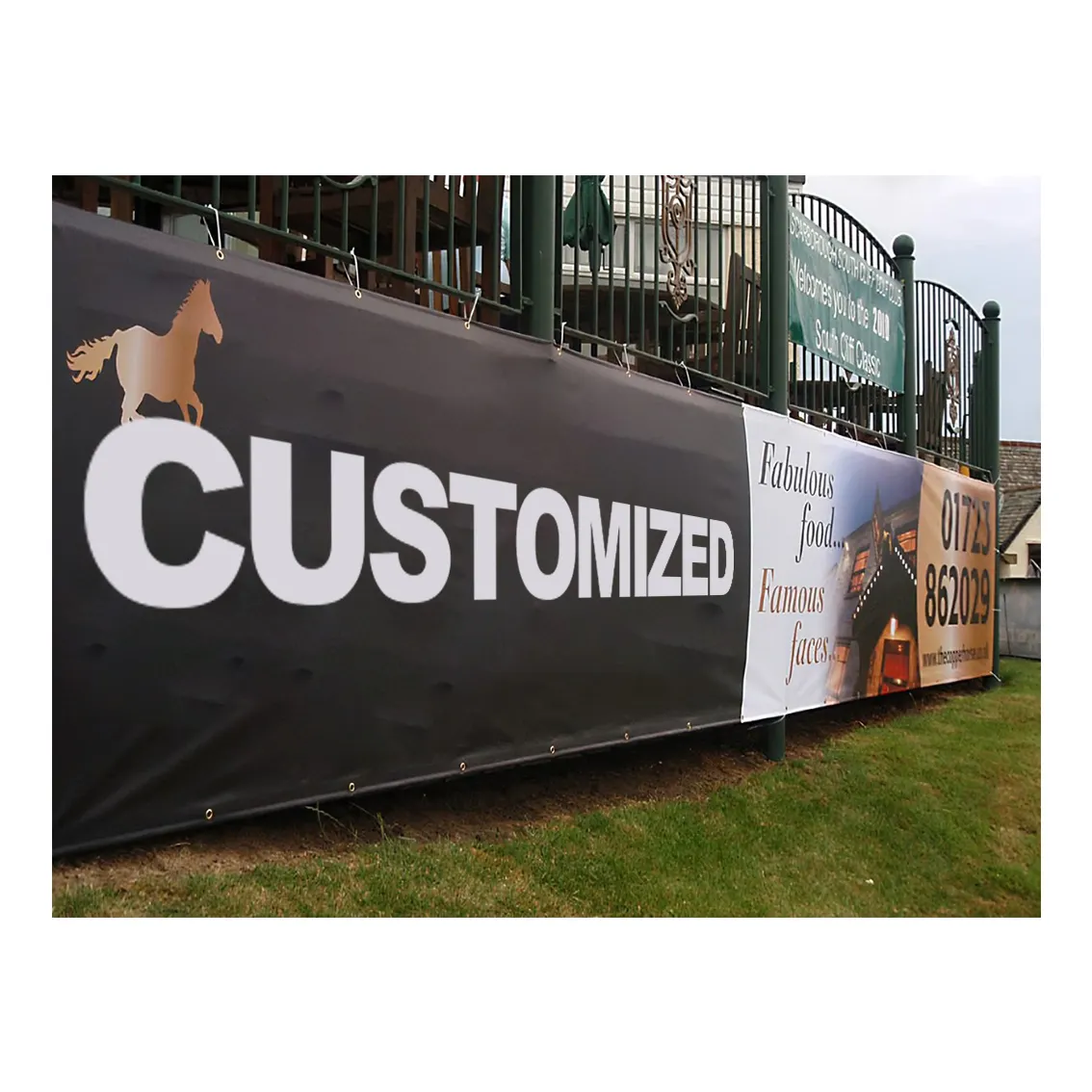 Prezzo di fabbrica Design personalizzato stampa pvc banner flex marketing banner banner per parete