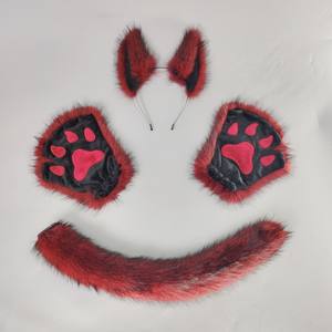 S0002 Faux kürk hayvan kulak bandı kuyruk seti Cosplay sahne Fursuit bantlar festivali cadılar bayramı partisi Phantom kurt Set - Product Image 6