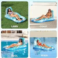 Hamac gonflable en PVC à double trou avec dossier en maille pour piscine, plage, lac, activités de vacances
