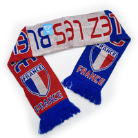 Benutzer definierte hochwertige Jacquard gewebte Acryl Strick Sport Team Soccer Club Fußball Fans Souvenir Schal für Frankreich und Japan
