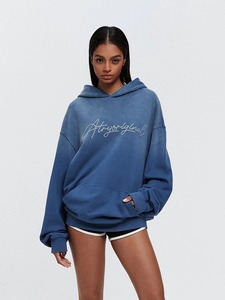 Sudadera con capucha lavada de peso pesado unisex-Jersey de gradiente de tinte en aerosol vintage, sudadera de hombro caído de gran tamaño (hombres y mujeres) - Product Image 6