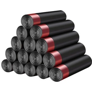 Bolsas de basura grandes negras, paquete de 50, con asas gruesas con cordón para uso en el hogar y el dormitorio - Product Image 1