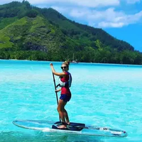 Vente en gros d'usine pas cher sup haute qualité sports nautiques planche de paddleboard claire et debout planche de paddl claire