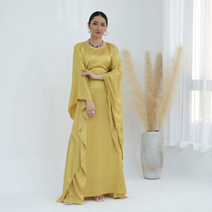 Nuova Abaya Moderna Maxi, <span class=keywords><strong>Abbigliamento</strong></span> Islamico Modesto, Vestiti da <span class=keywords><strong>Donna</strong></span> Taglie Forti, Caftano a Pipistrello in Tessuto Satinato - Product Image 5