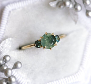 Simple Designs Women Engagement Natural Green Moss Agate Jewelry Hot 925 Silver <b>Ring</b> - Product Image 2