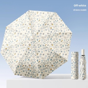 Parapluie de soleil anti-UV en caoutchouc noir à motif floral, double usage, pour femme, vente en gros, personnalisable avec logo - Product Image 6