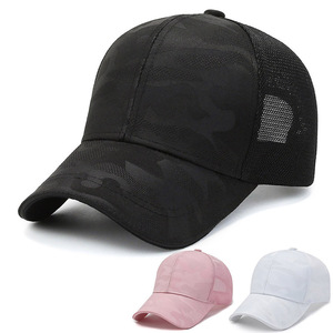 Women's Mesh Trucker Cap Breathable Sun Protection Spring Summer Outdoor Sports Hat Black White Pink - Product Image 1