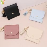 Porte-monnaie en cuir PU, portefeuille portable, porte-cartes multicolores, pochette pour carte d'identité, carte de crédit, monnaie, cadeau pour fille, pince à billets