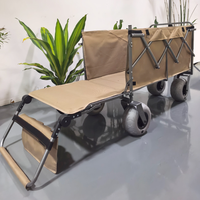 Chariot de camping pliable et portable, grand chariot à quatre roues en tissu Oxford, design moderne, pour la plage et les pique-niques