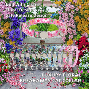 Kalung Kucing Mewah Model Lepas Pasang, Dapat Disesuaikan untuk Anak Kucing dan Hewan Peliharaan Kecil, Terbuat dari Poliester yang Tahan Lama dengan Lonceng - Product Image 2